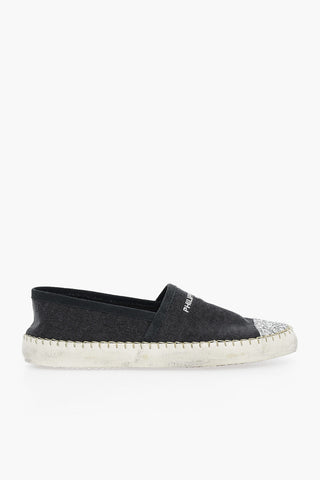 Vintage Effect Canvas MARSEILLE Slip-On Sneakers with Suede Trims and Glittered Toe