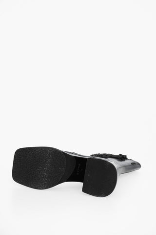 Square Toe Leather VERTIGO Boots with Plateau and Side Zip Heel 9cm