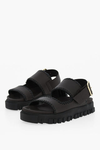 Leather TWEITA Sandals with Golden Buckle 4cm