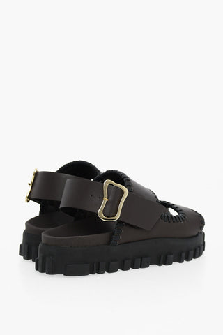Leather TWEITA Sandals with Golden Buckle 4cm
