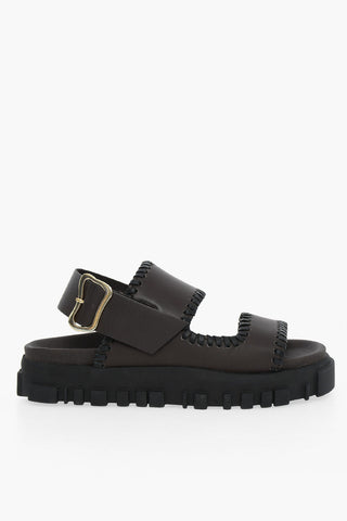 Leather TWEITA Sandals with Golden Buckle 4cm