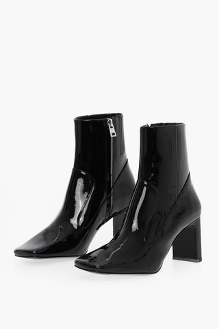 Patent Leather D-MILLENIA Square Toe Booties Heel 7.5cm