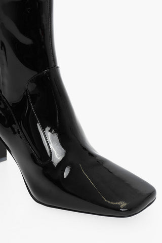 Patent Leather D-MILLENIA Square Toe Booties Heel 7.5cm