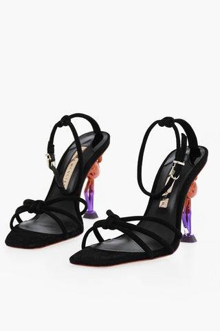 Suede FLO FLAMINGO Ankle-Strap Sandals with Decorative Heel 10.5cm
