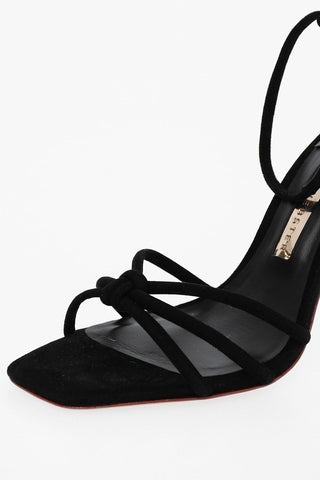 Suede FLO FLAMINGO Ankle-Strap Sandals with Decorative Heel 10.5cm