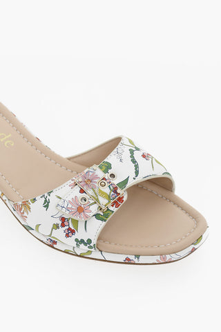 Floral Patterned Leather GAZEBO Sandals Heel 4.5cm