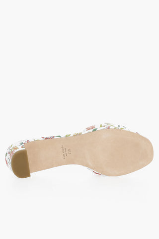 Floral Patterned Leather GAZEBO Sandals Heel 4.5cm