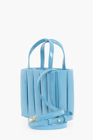 Patent Faux Leather Pleated Tote Bag