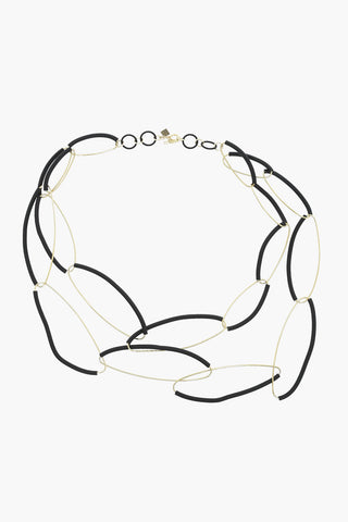 Two-Tone Metal and Pvc Long Necklace
