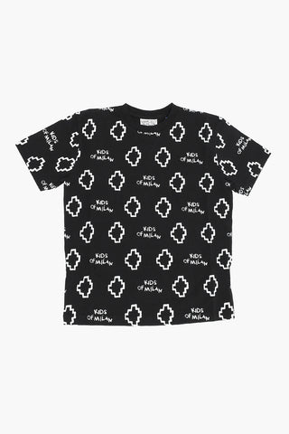 T-Shirt Girocollo con Logo Stampato All-Over
