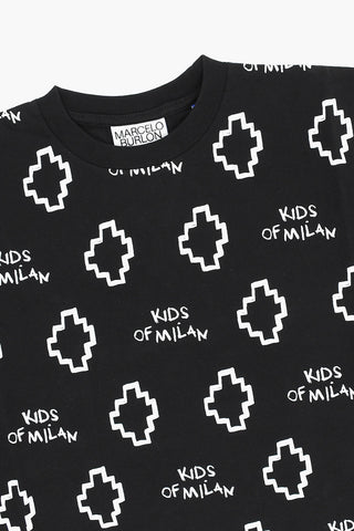 T-Shirt Girocollo con Logo Stampato All-Over