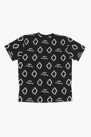 T-Shirt Girocollo con Logo Stampato All-Over