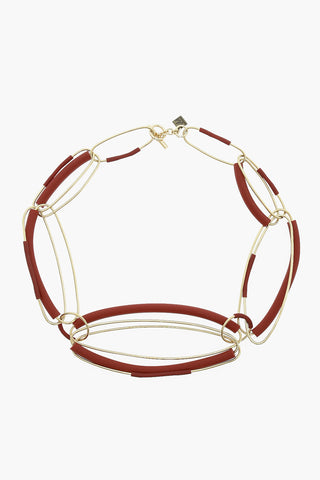 Collana Bicolore con Elementi in Metallo e Pvc