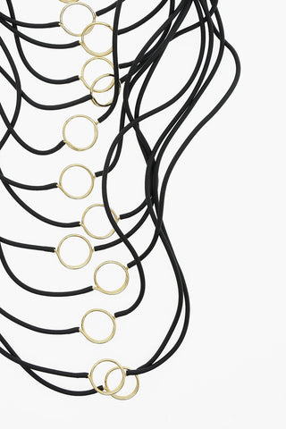 Pvc Multi Strand Necklace with Golden Metal Details
