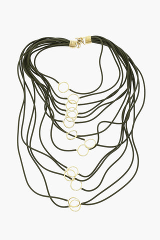Pvc Multi Strand Necklace with Golden Metal Details