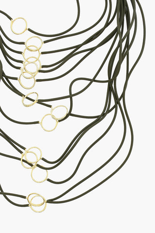 Pvc Multi Strand Necklace with Golden Metal Details