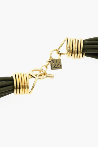 Pvc Multi Strand Necklace with Golden Metal Details