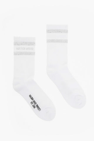 Solid Color Long Socks with Rhinestone Detail