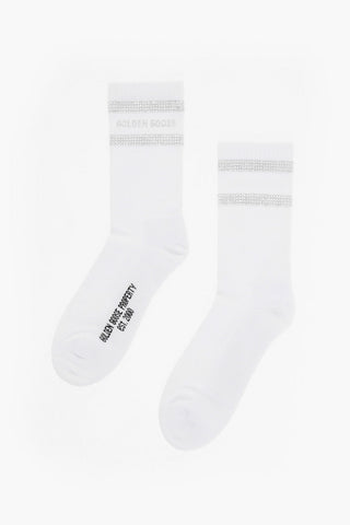 Solid Color Long Socks with Rhinestone Detail
