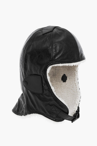 Cappello Trapper in Pelle con Interno in Pelliccia 