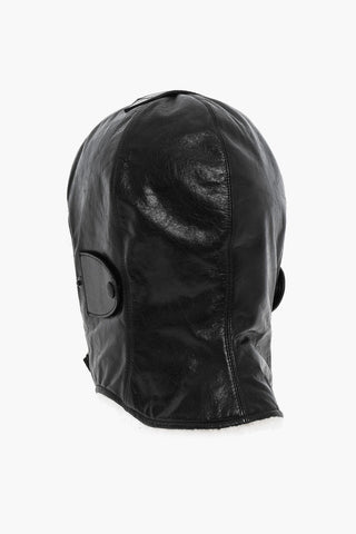 Cappello Trapper in Pelle con Interno in Pelliccia 