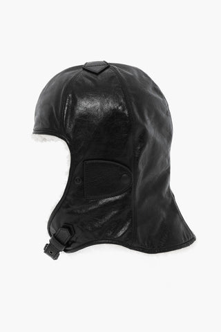 Cappello Trapper in Pelle con Interno in Pelliccia 