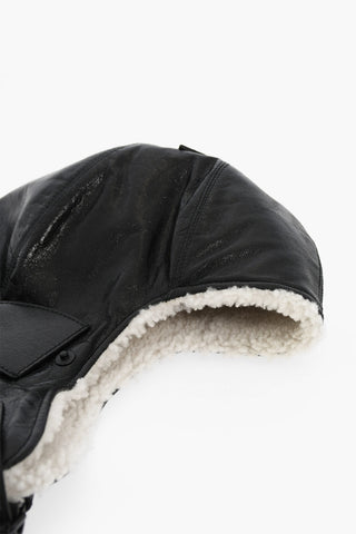 Cappello Trapper in Pelle con Interno in Pelliccia 
