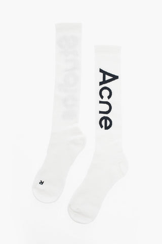 Ribbed Long Socks with Contrasting Logo