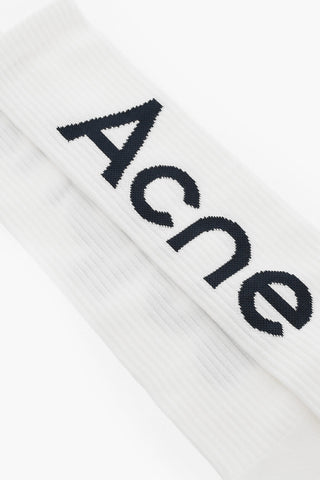 Ribbed Long Socks with Contrasting Logo