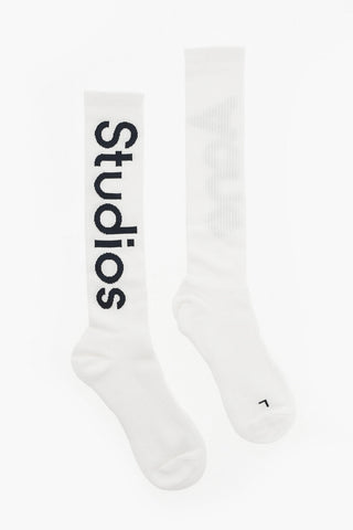 Ribbed Long Socks with Contrasting Logo