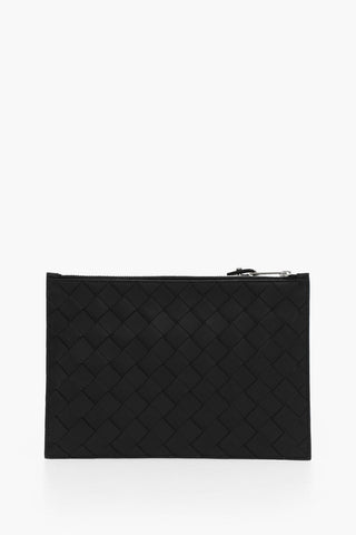 Braided Leather BILL Pouch with Zip Closure
