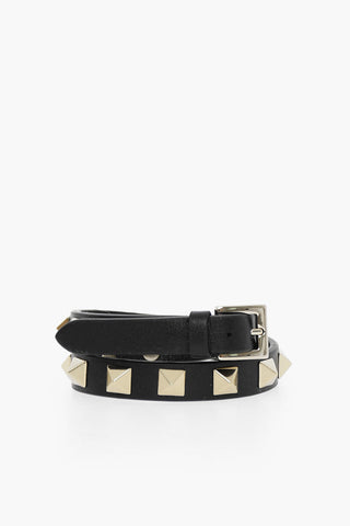 Leather ROCKSTUD Wrap Bracelet with Studs