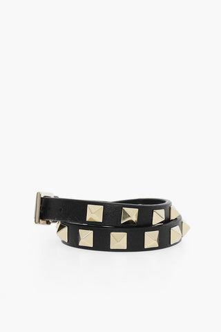Leather ROCKSTUD Wrap Bracelet with Studs