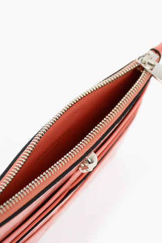 Crocodile Effect Leather Wallet with Zip Closure