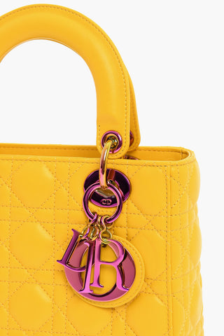 Quilted Leather LADY DIOR Bag with Removable Shoulder Strap and Logo Charm