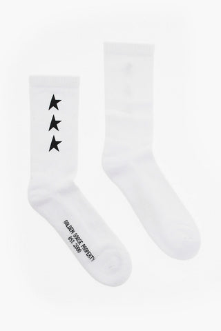 Solid Color Long Socks with Stars Print