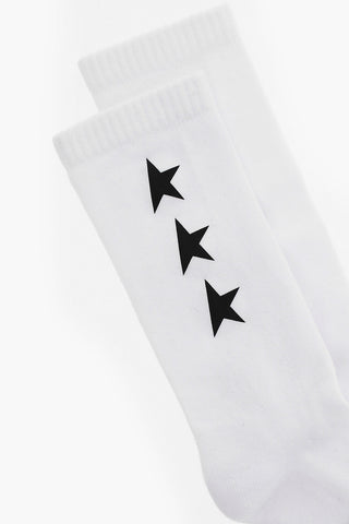 Solid Color Long Socks with Stars Print