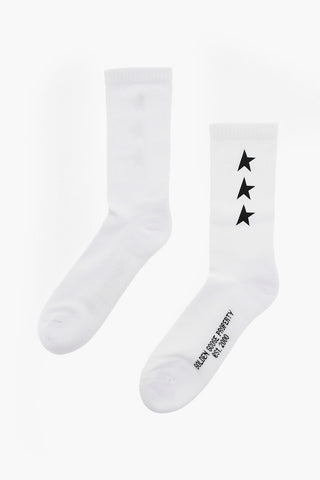 Solid Color Long Socks with Stars Print