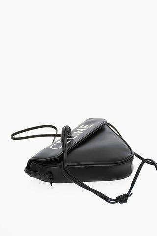 Leather Triangle Crossbody Bag with Contrasting Logo