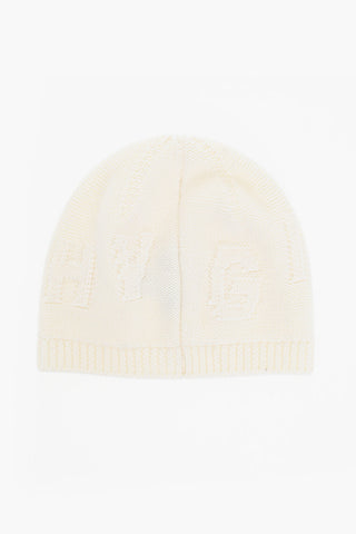 Solid Color Wool Beanie with Embroidered Logo