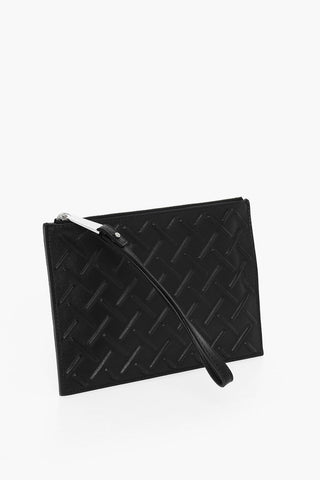 Leather Pochette with Embossed Pattern