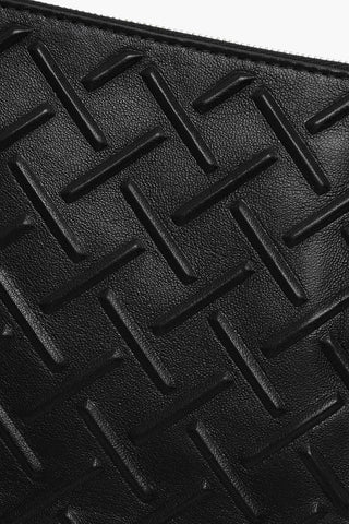 Leather Pochette with Embossed Pattern