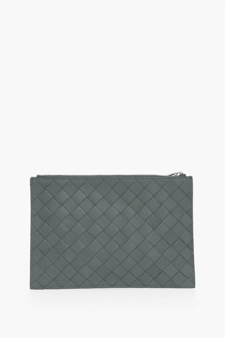 Pochette in Pelle Intrecciata con Zip