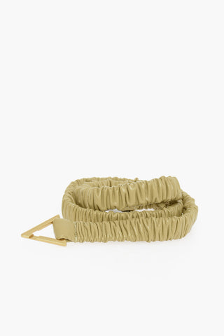Leather Ruched Belt with Triangle Detail