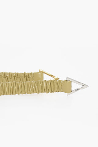 Leather Ruched Belt with Triangle Detail