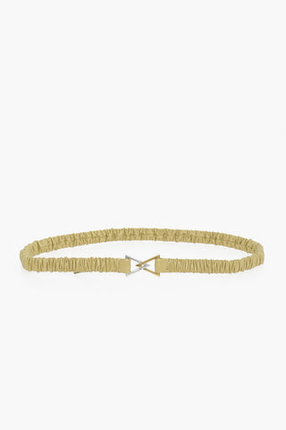 Leather Ruched Belt with Triangle Detail