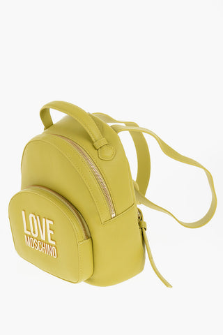 LOVE Eco Leather Solid-Color Backpack with Gold Logo
