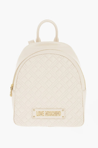 LOVE Quilted Faux Leather Backpack with Golden Logo