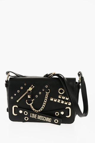 LOVE Faux Leather STARRY NIGHT Shoulder Bag with Studs and Golden Details