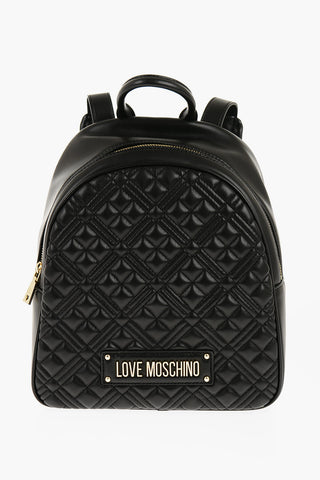 LOVE Quilted Faux Leather Backpack with Golden Logo